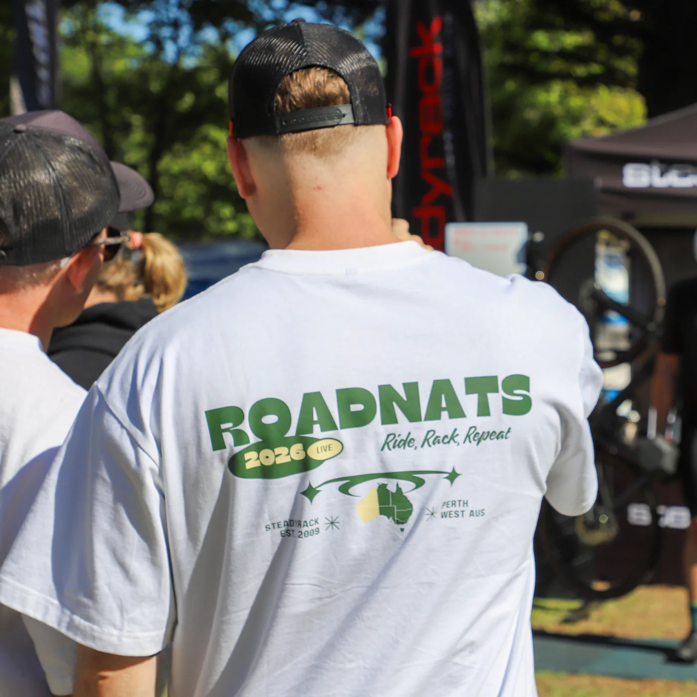 Road Nats x Steadyrack - Men's Oversized White Tee - Image 4